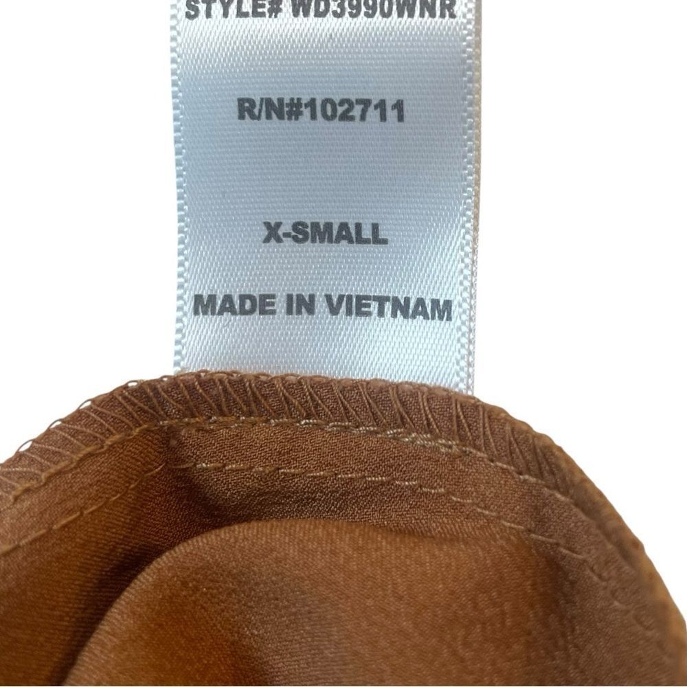 Harlowe & Graham Surplice Wrap Blouse XS Caramel Hi-Lo Long Sleeve Top - Picture 7 of 7